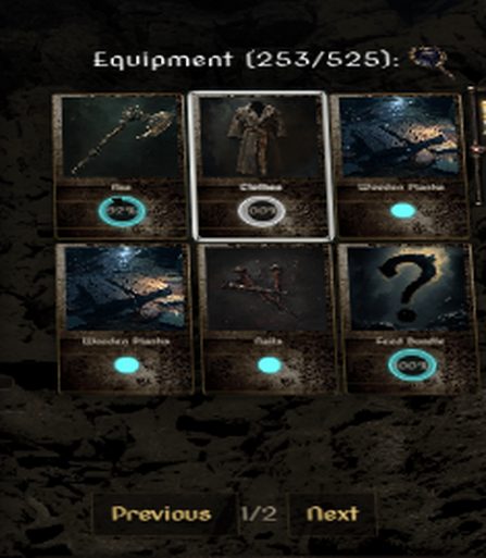 Equipment panel showing two Wooden Planks, Nails, Feed Bundle, Sheep, and Shears