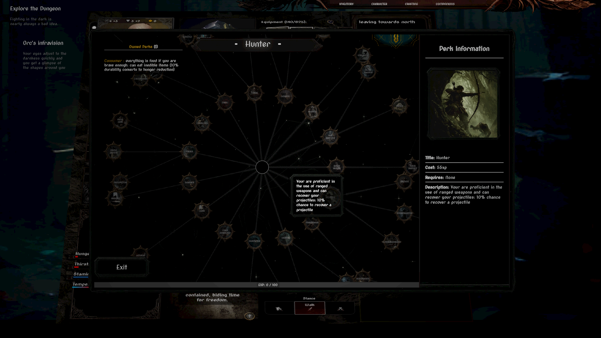 Ethernalis character perk screen