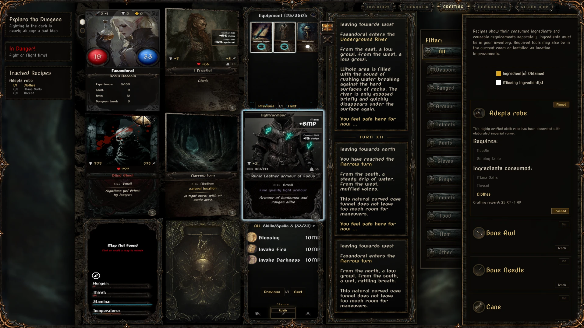 Ethernalis crafting list beside the card field